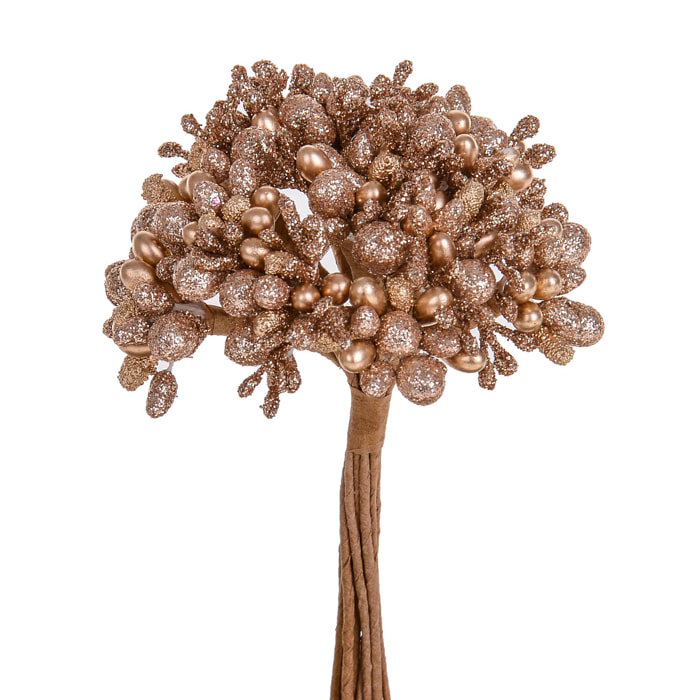 Pick Bacche. Altezza 12 Cm - Pezzi 12 - 5X12X1cm - Colore: Dorato - Bianchi Dino - Articoli Natalizi