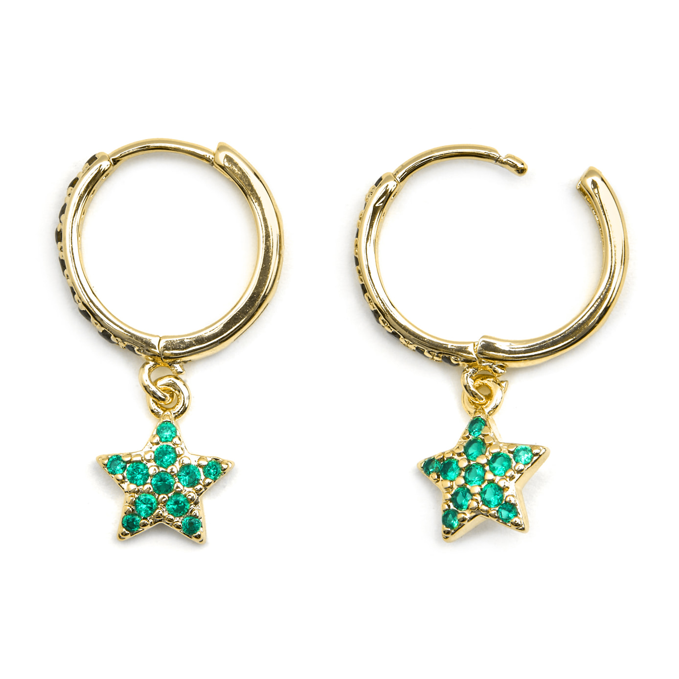Pendientes con Circonita Esmeralda acabado oro 18k