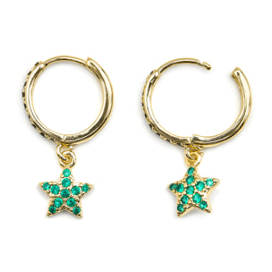 Pendientes con Circonita Esmeralda acabado oro 18k