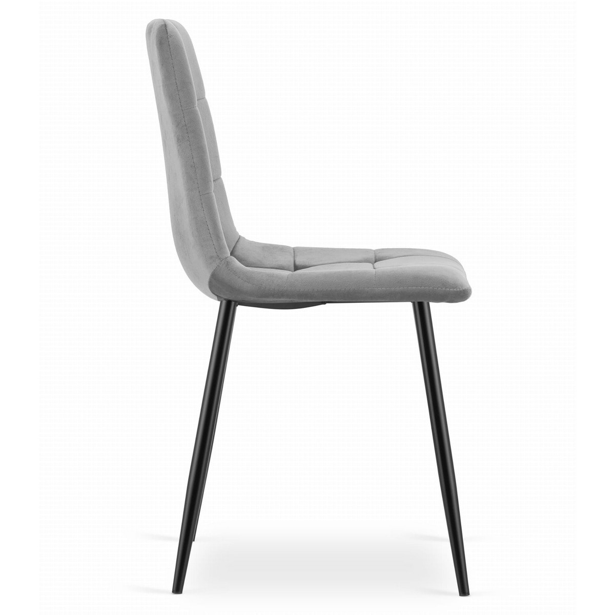 Sedia KARA in velluto grigio chiaro con gambe nere