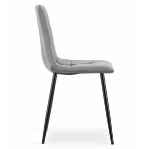 Sedia KARA in velluto grigio chiaro con gambe nere