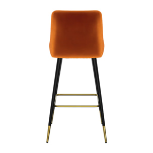 Lot de 2 chaises de bar en velours orange 78 cm - Aristote