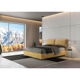 Letto matrimoniale contenitore imbottito 160x210 tessuto Aragona 3 giallo Mados