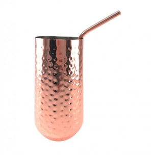 Verre à cocktail avec paille en cuivre