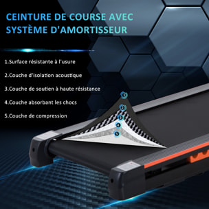 Tapis de course pliable - tapis de marche 6 Km/h max. 370 W - collaboration Aosom.fr x FFHandball - orange noir