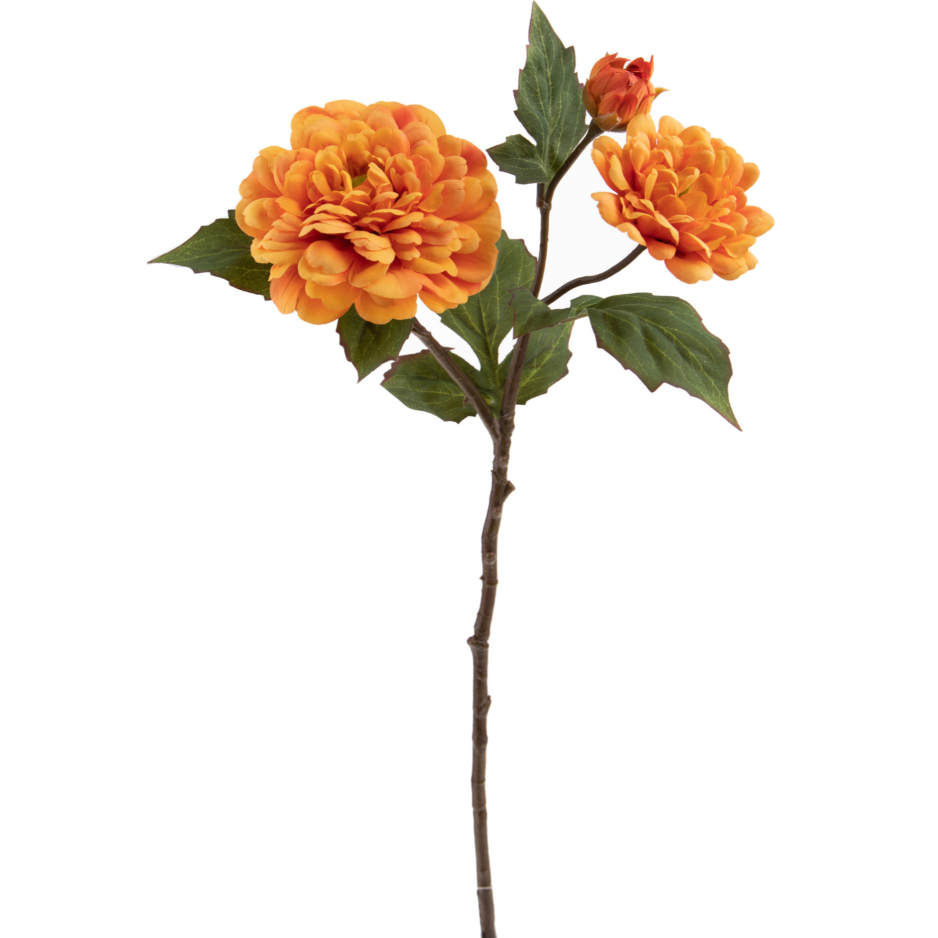 Fiore Di Dalia Composto Da 3 Fiori. Altezza 59 Cm - Pezzi 6 - 11X59X8cm - Colore: Arancio - Bianchi Dino - Fiori Artificiali