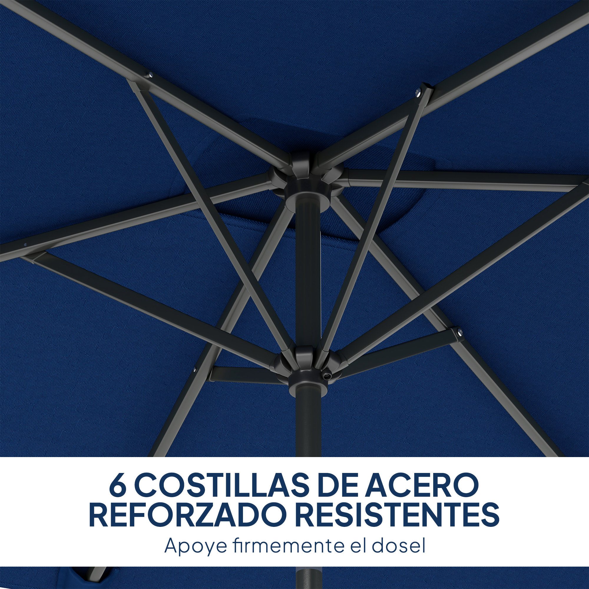 Sombrilla de Terraza Exterior, 198x294 cm, Parasol de Terraza Exterior con Ángulo Ajustable, Manivela, Mástil de Aluminio Desmontable y Anti-UV, Sombrilla para Jardín, Patio, Azul Marino