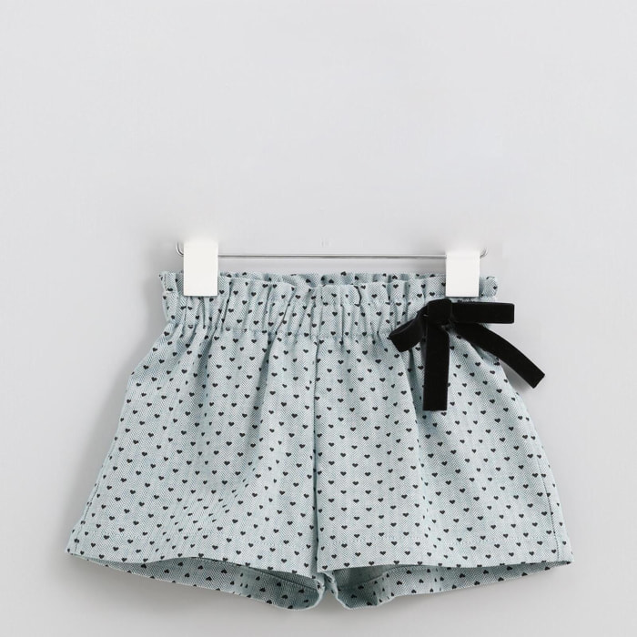 Short espiga azul corazón negro