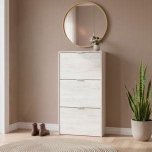 Scarpiera A Ribalta Salvaspazio 3 Ante E 6 Ripiani Mobile Portascarpe Fino A 20 Paia Di Scarpe Ingresso Corridoio 113 x 60 x 22 Cm Rovere Bianco