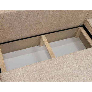 Cezanne - Canapé d'angle réversible 5 places convertible avec coffre en tissu texturé - Beige