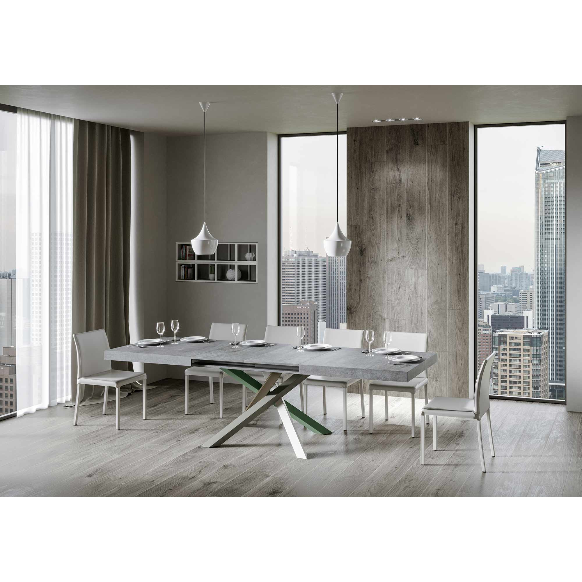 Table extensible 90x160/264 cm Volantis Gris Béton cadre 4/A