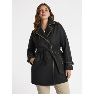Fiorella Rubino - Gabardina con bordes en contraste - Negro