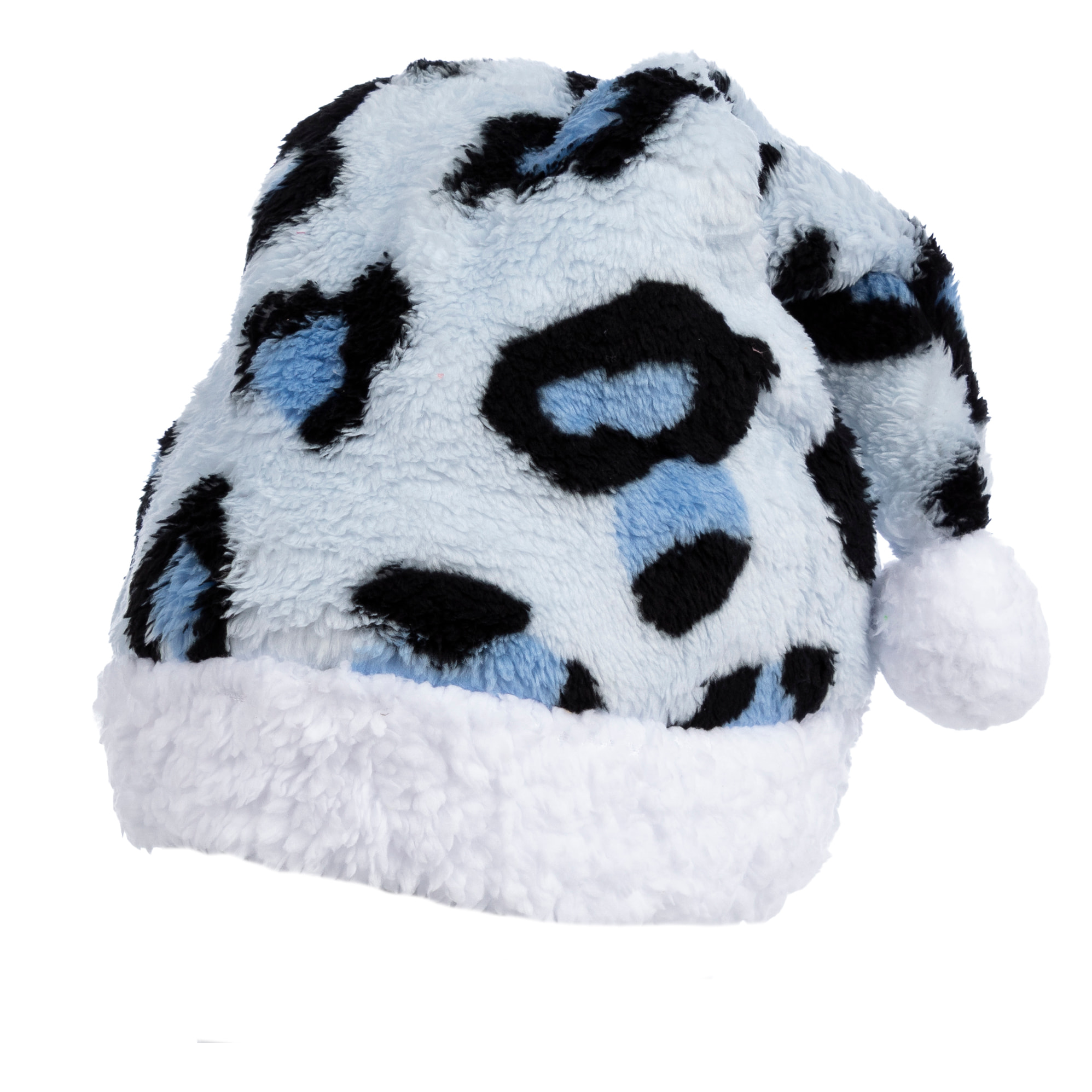 Gorro de felpa extrasuave. Diseño leopardo azul claro. 31x48 cm.