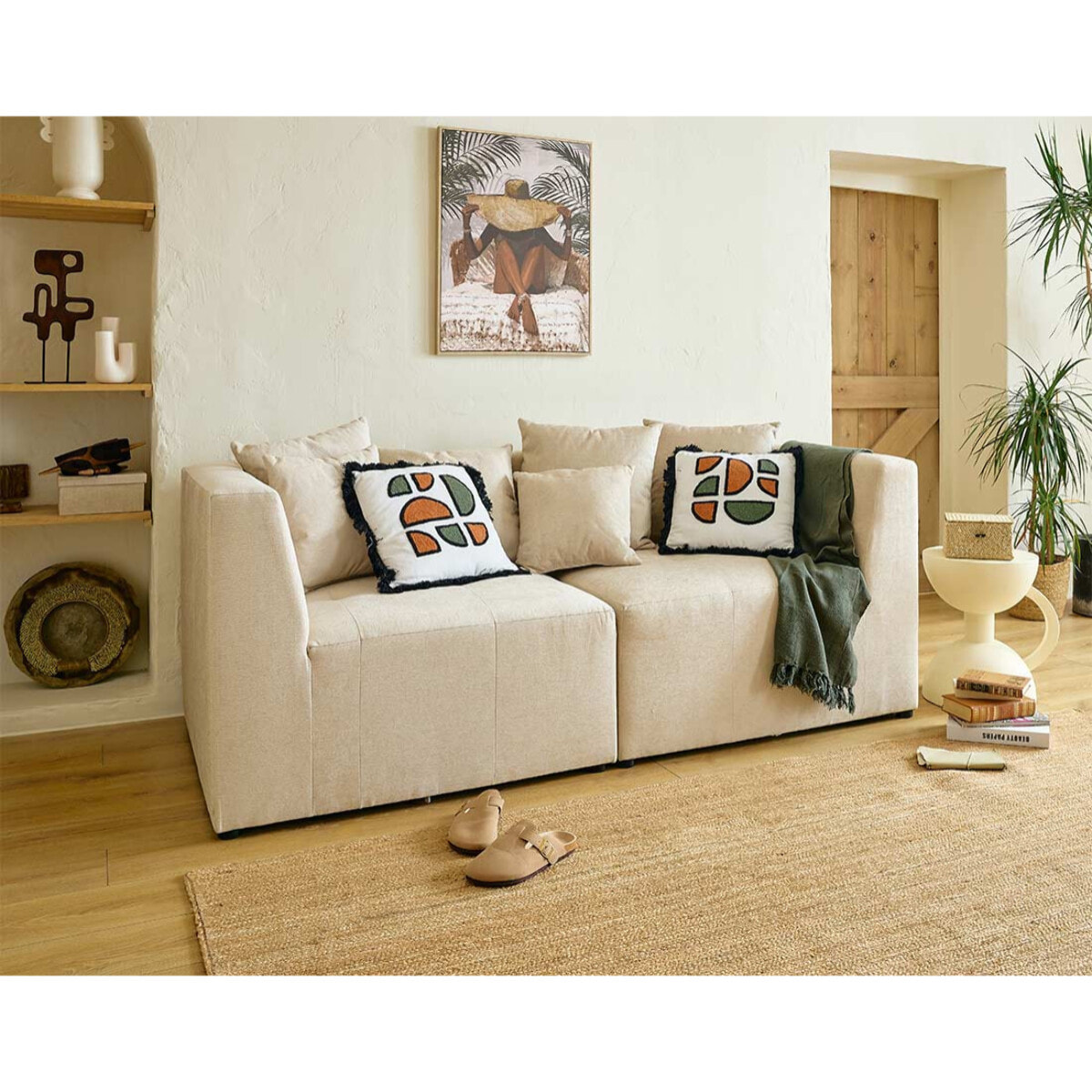 Amalfi - module d'angle réversible - en tissu - Beige