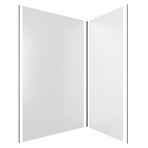 LOT de 2 Panneaux Muraux Aluminium BLANC 90+120x210 cm avec Profilés NOIR MAT - WALL'IT