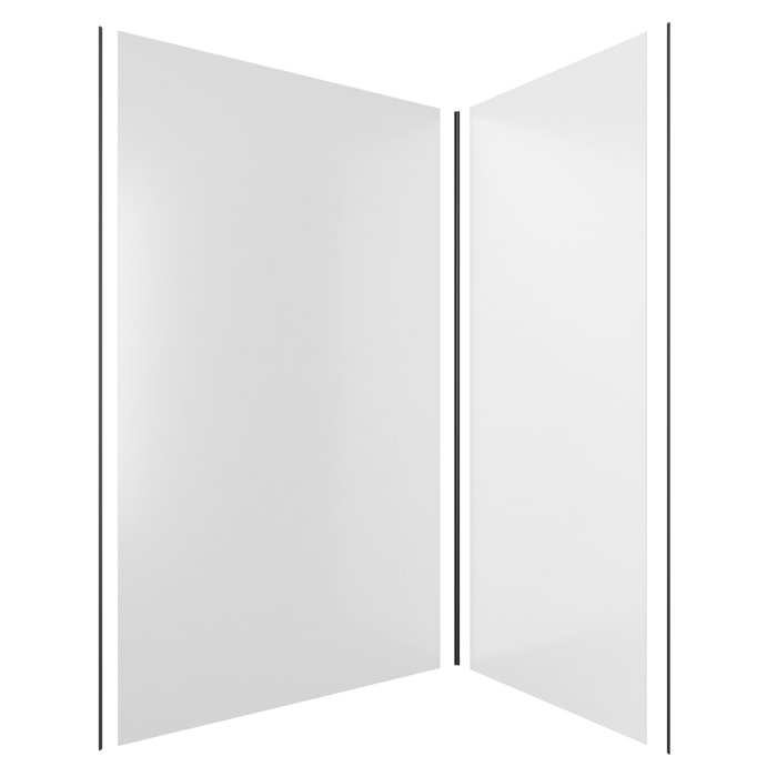 LOT de 2 Panneaux Muraux Aluminium BLANC 90+120x210 cm avec Profilés NOIR MAT - WALL'IT
