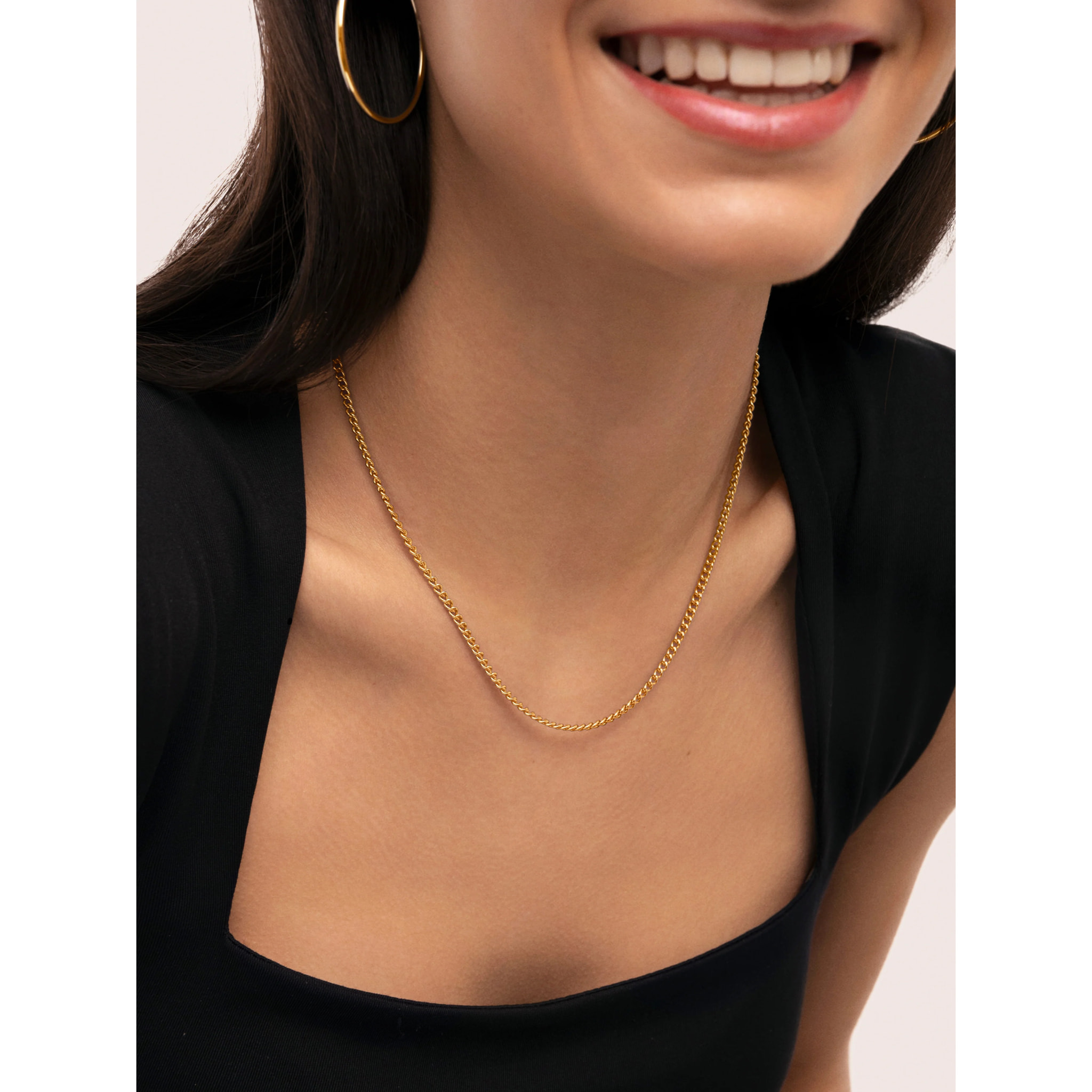 Collar Cadena Barbada Acero Baño Oro