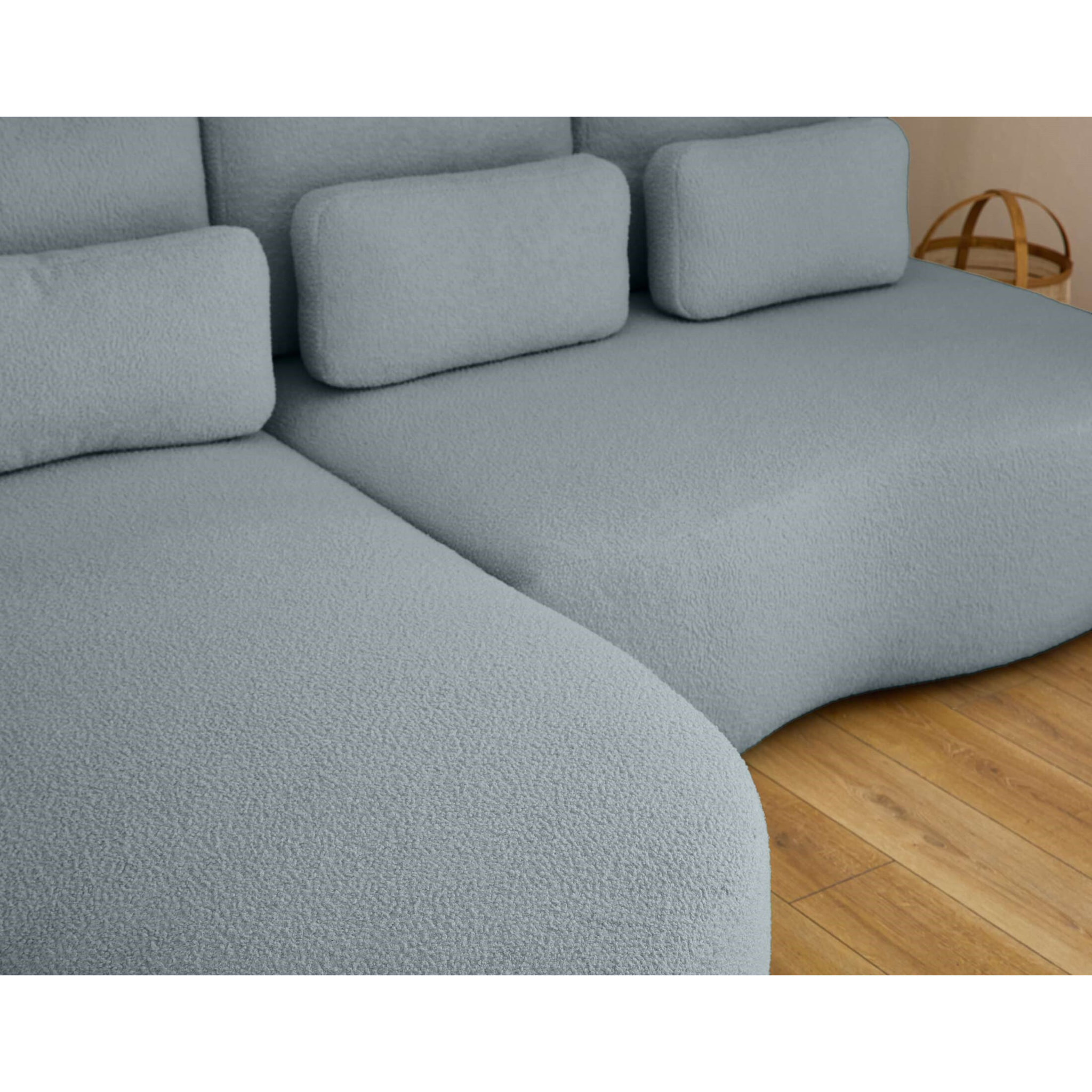 Mahina - canapé d'angle gauche - 4 places - convertible avec coffre - en tissu bouclette - Vert