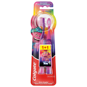 Pack de 6 - Brosse à dents enfant Colgate Minions/Trolls Extra Souple 2-6 ans x2