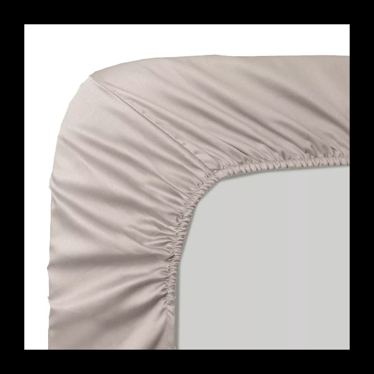 Drap housse b30 satin de coton uni beige Ava uni taupe