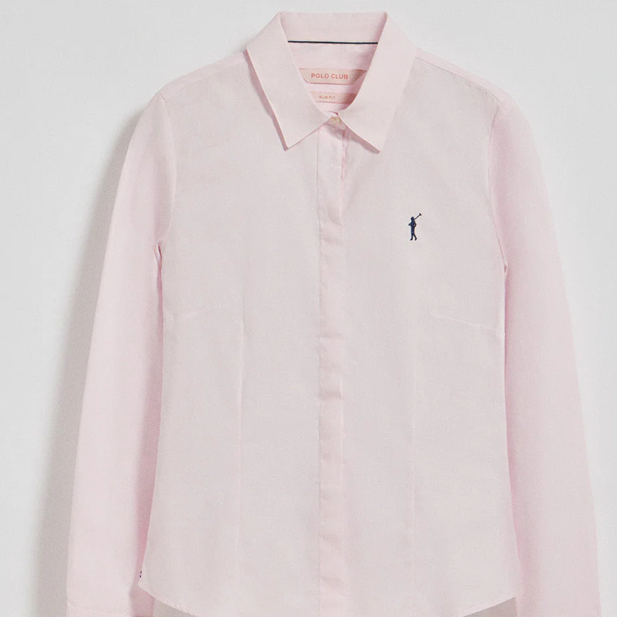 Camicia slim in popeline rosa con logo Rigby Go ricamato