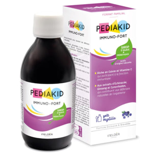 PEDIAKID - Sirop Immuno-Fort - Complément Alimentaire Naturel - Formule Exclusive au Sirop d'Agave - Aide à Soutenir les Défenses Naturelles de l'Organisme - Goût Myrtille