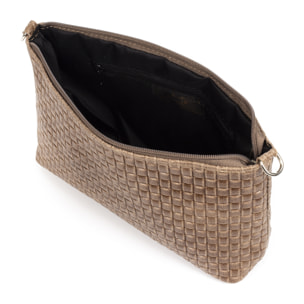 Zia Borsa a tracolla Donna. Pelle autentica Camoscio Incisione Geometrica.