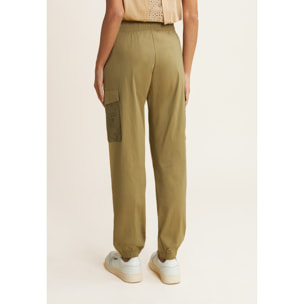 Pantaloni cargo in popeline con ricami Sangallo sulle tasche