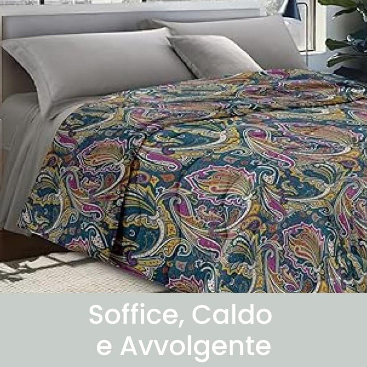 INTRECCI Piumino Singolo, 170 x 260 cm, Piumino Ecologico, Caldo, Invernale, 300 g/m², Anallergico e Antiacaro, Made in Italy, Lavabile in Lavatrice, Soffice, Morbido. Fantasia: Arabesque