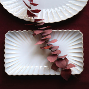 Lot de 6 grandes assiettes rectangulaires, Coquillage