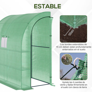 Invernadero Pequeño de Pared Invernadero de Exterior con Ventanas Estantes de 3 Niveles y Marco de Acero Invernadero para Cultivar Plantas Flores 200x100x215 cm Verde