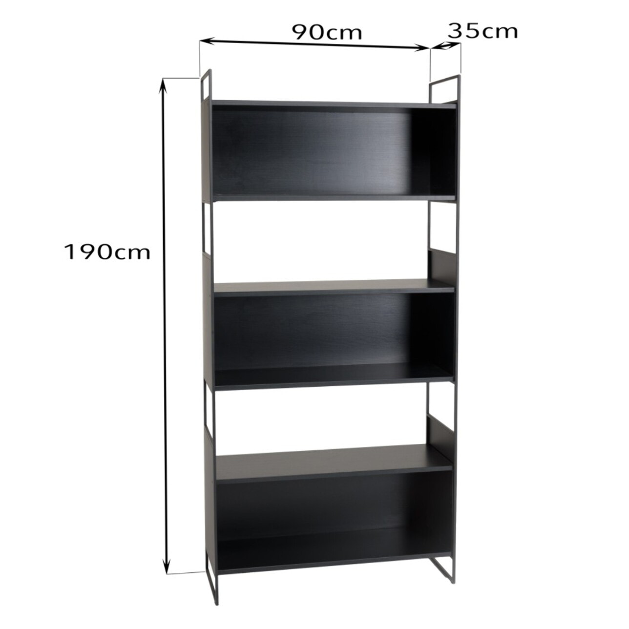 DALY - Étagère 5 niches 5 niveaux noire piètement métal