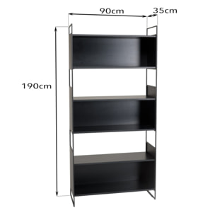 DALY - Étagère 5 niches 5 niveaux noire piètement métal