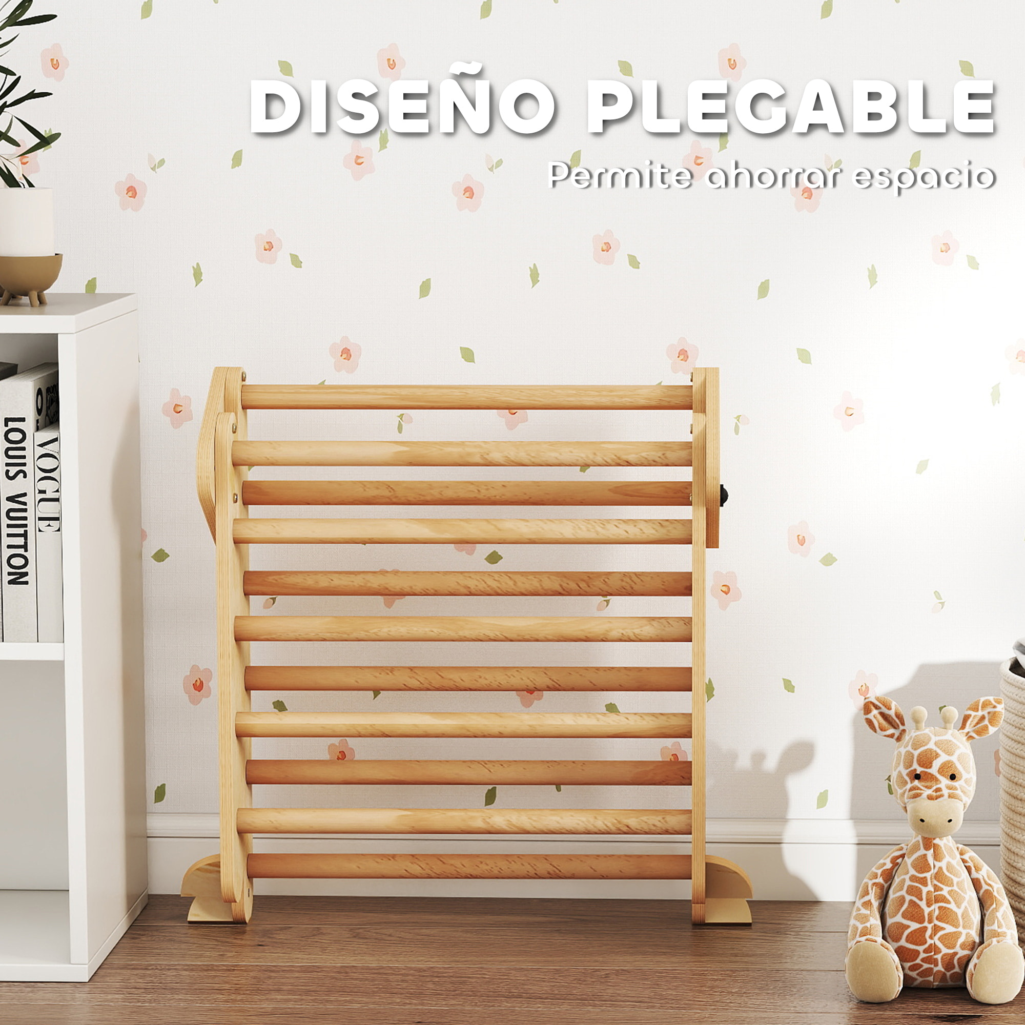 7 en 1 Triángulo de Escalada Montessori con Arco y Rampa, Escalada para Niños de Madera Plegable, para 18-48 Meses, para Deslizarse o Escalar, 188x70 cm, Natural