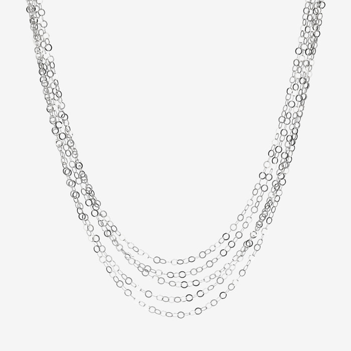 Collana Multifilo Diamantata in Argento 925 placcato Platino