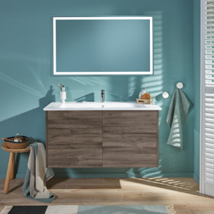 Set meuble avec vasque Finero Villeroy & Boch 100cm Chêne stone oak avec miroir avec éclairage