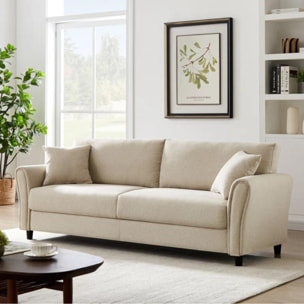 MALERNE - Canapé droit en tissu 4 places beige