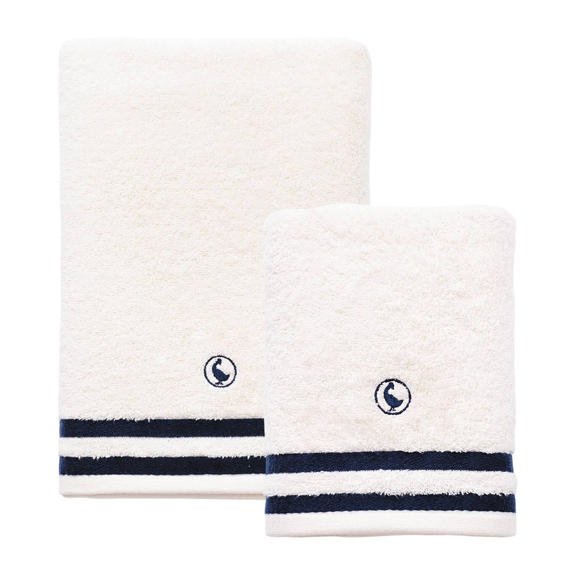 Set de 4 toallas de baño (2x toalla manos 50x90cm + 2x toalla ducha 70x140cm) 100% algodón 500gsm blanco crudo el ganso