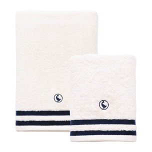 Set de 4 toallas de baño (2x toalla manos 50x90cm + 2x toalla ducha 70x140cm) 100% algodón 500gsm blanco crudo el ganso