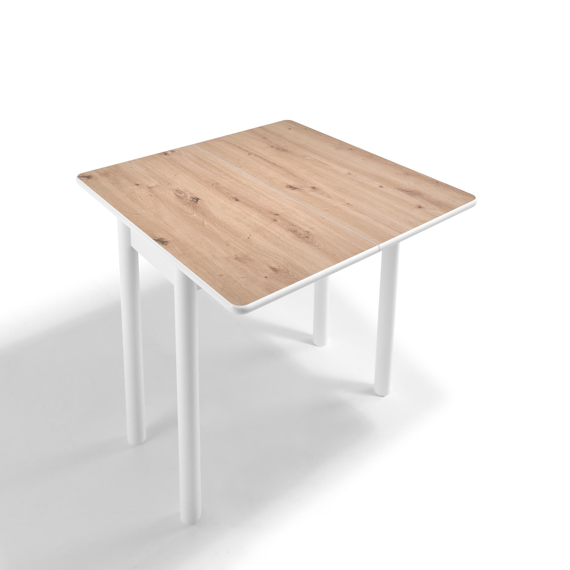 Mesa de cocina NAPOLI - blanco y roble amazonas - 80x40/80x76cm