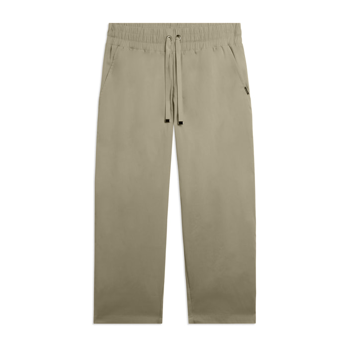 Pantaloni Cropped in Popeline elasticizzato