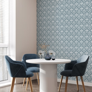 Papier peint intissé pré-encollé - SCANDINAVE BAROQUE FLORAL BLEU GRIS - 1 rouleau