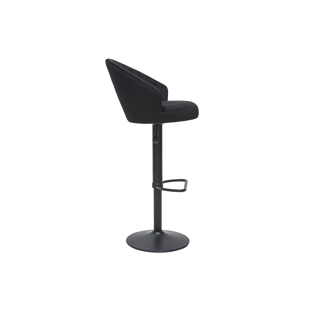 Tabouret de bar design réglable et pivotant en velours noir IZAAC