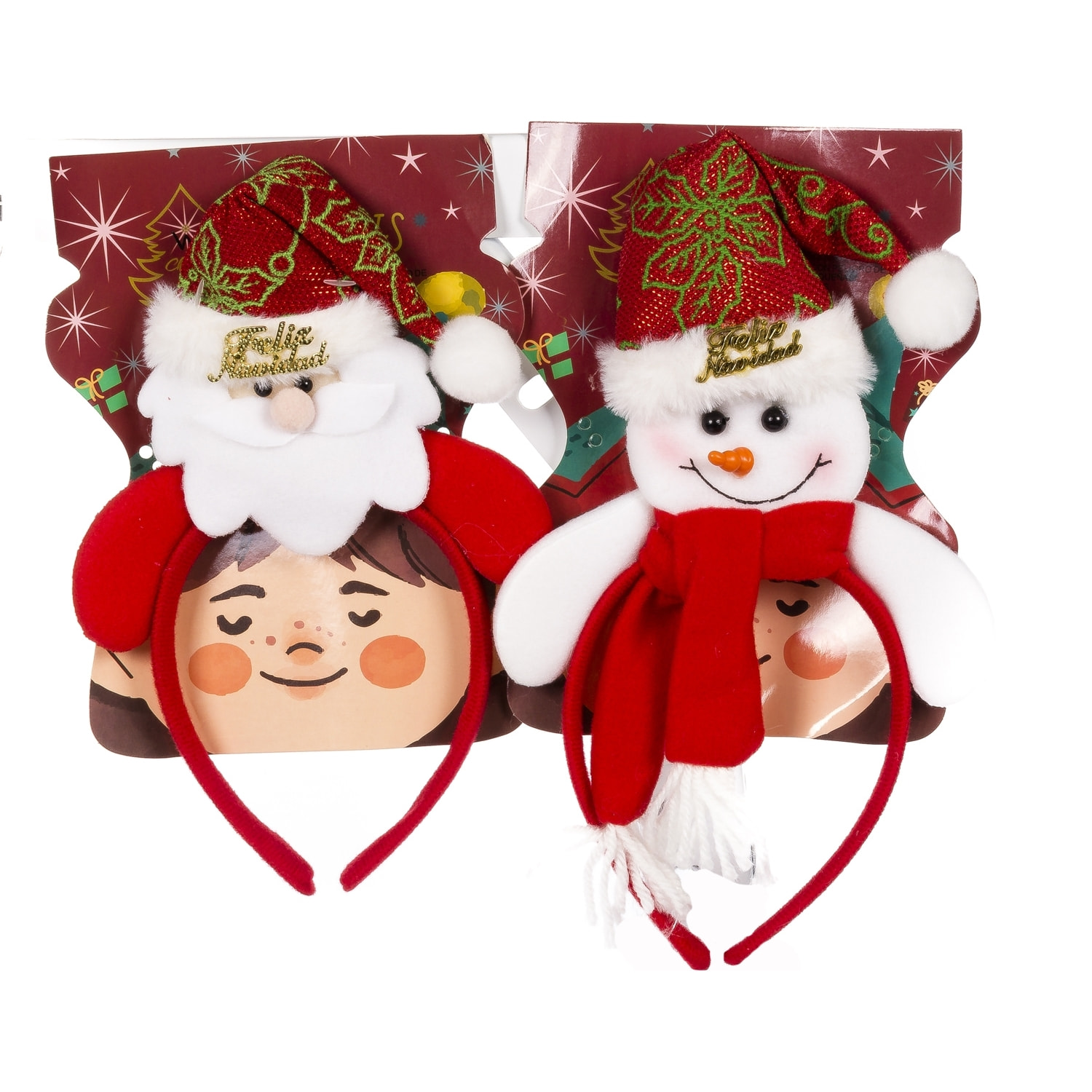 DAM Diadema de navidad feliz Navidad. 2 diseños aleatorios. 14,5x2x24 Cm. Color: Rojo