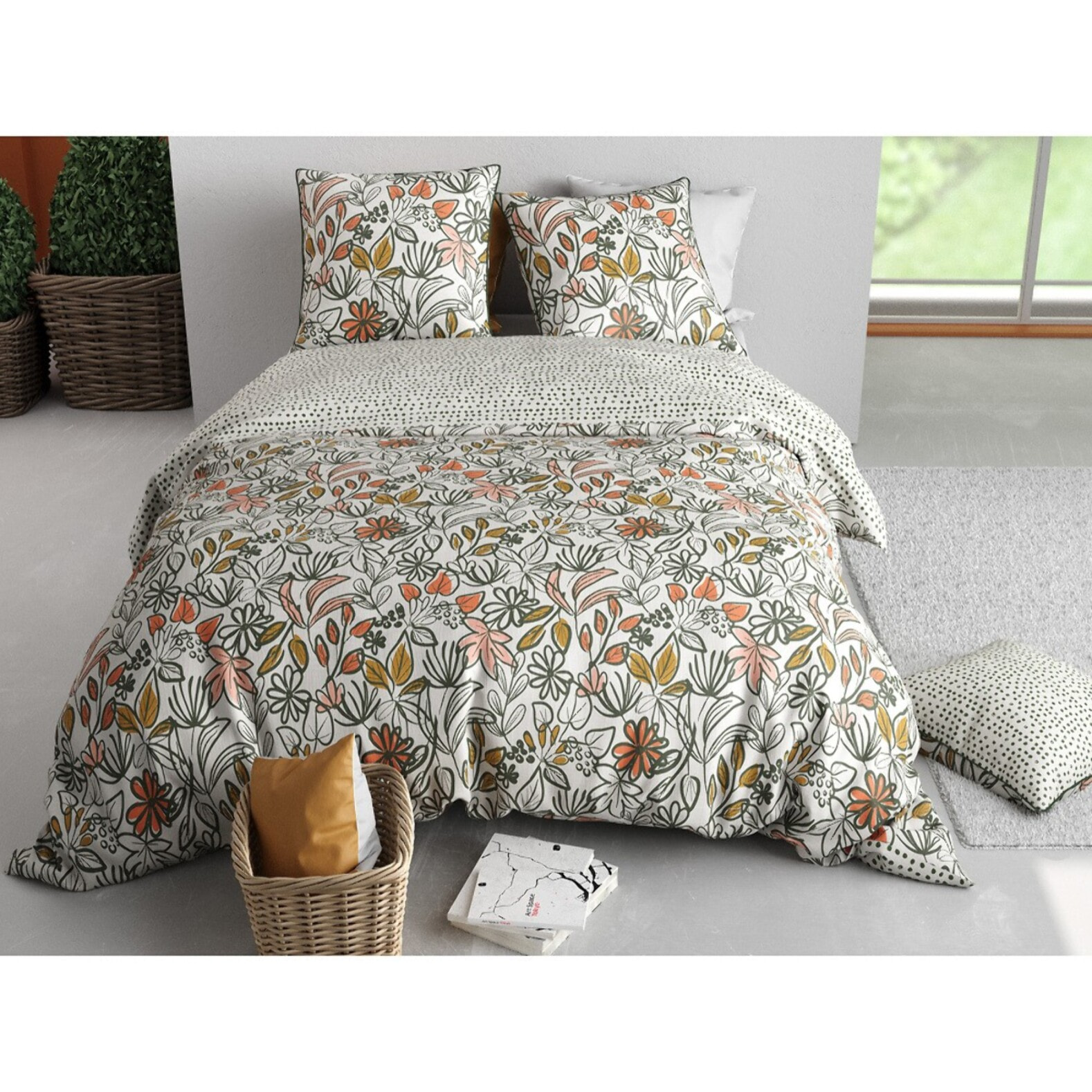 Parure Housse De Couette 3pcs 100% Coton 57 Fils NARCISSE