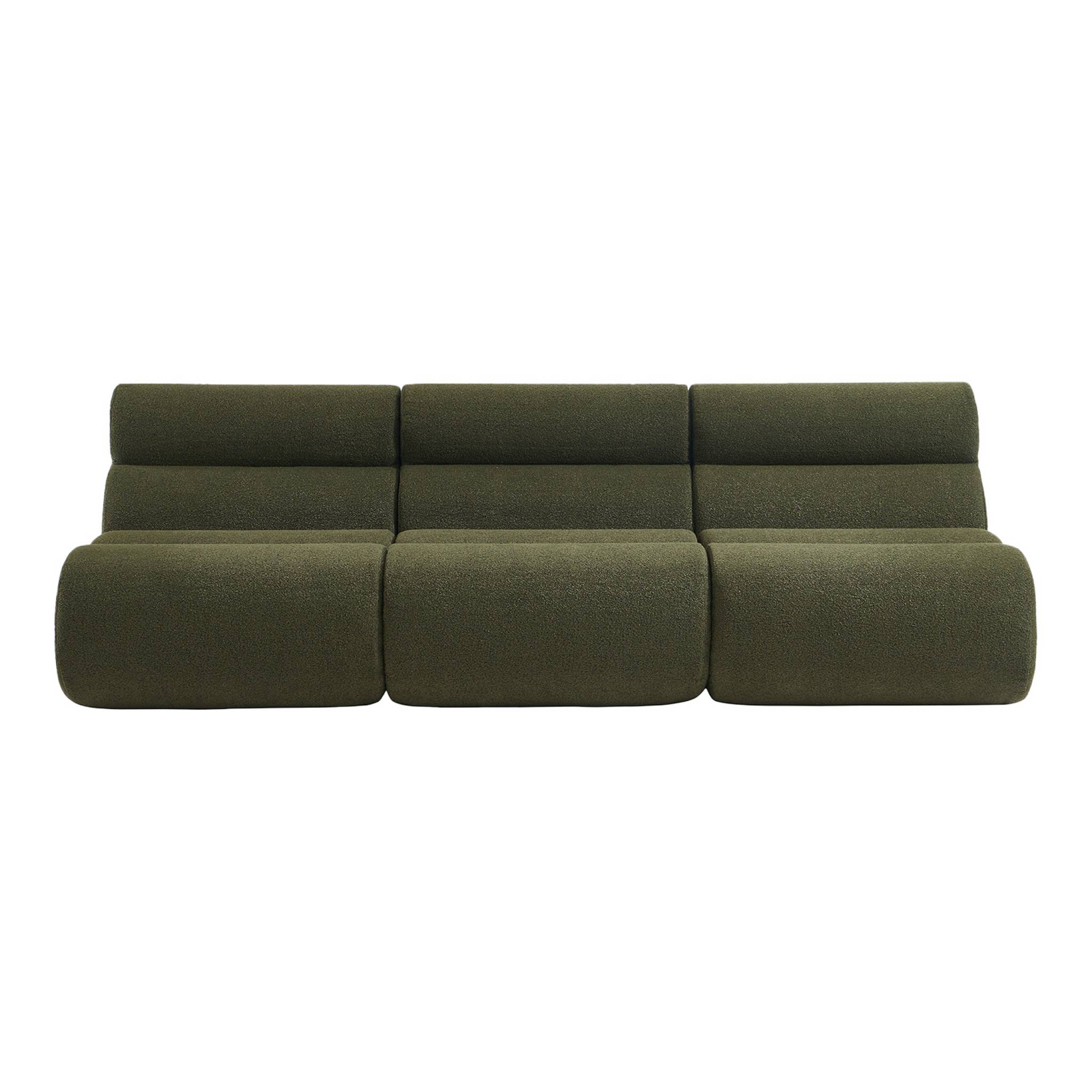 Lot de 3 chauffeuses bouclette texturée kaki 1 place - L 81 x P 99 x H 81cm - Nova