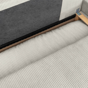 Banquette canapé d'angle droit convertible 3 places velours côtelé avec coffre NELSON
