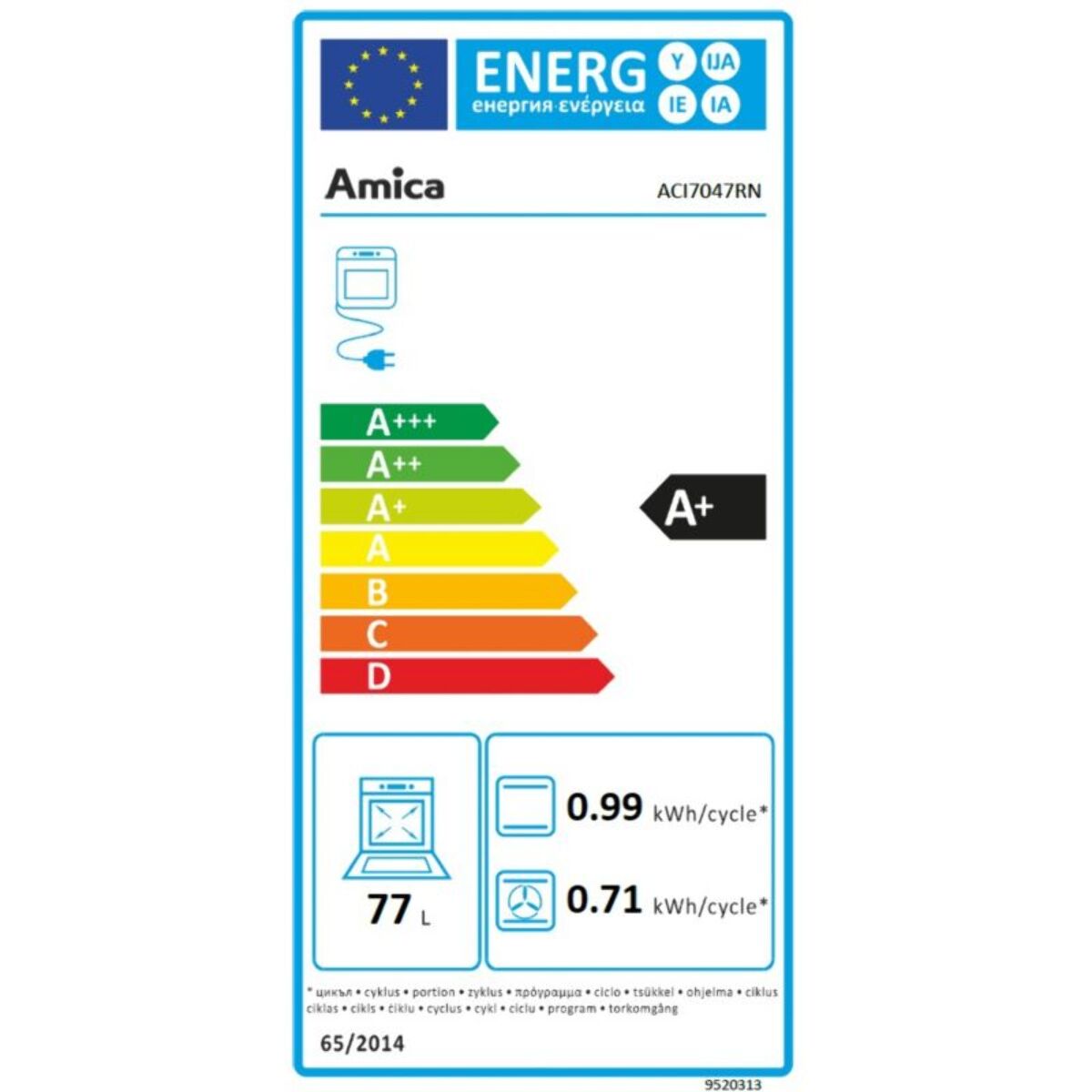 Cuisinière électrique AMICA ACI7047RN