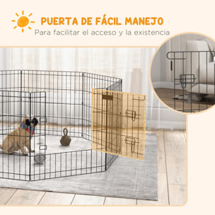 Parque de Juegos para Perros 8 Paneles 61x61 cm Plegables Jaula Metálica para Mascotas con Puerta y Doble Cerradura para Jardín Patio Exterior Negro