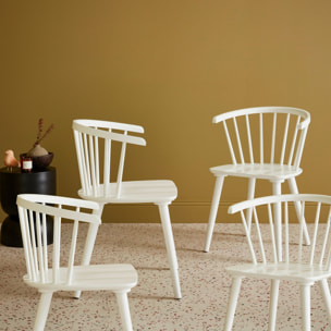 Chaise à barreaux bois d'hévéa et contreplaqué (lot de 4) PAULA